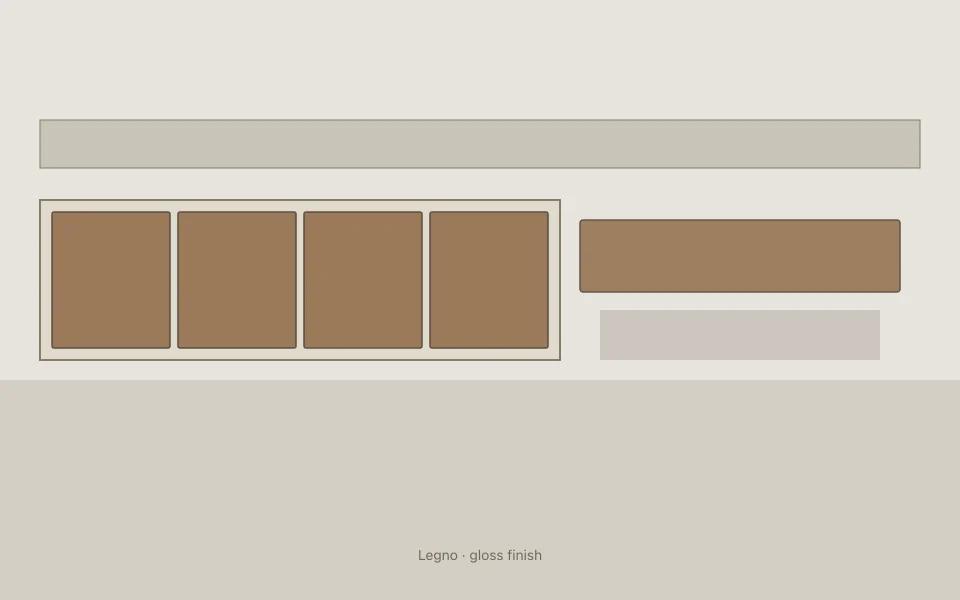 Legno on kitchen cabinets