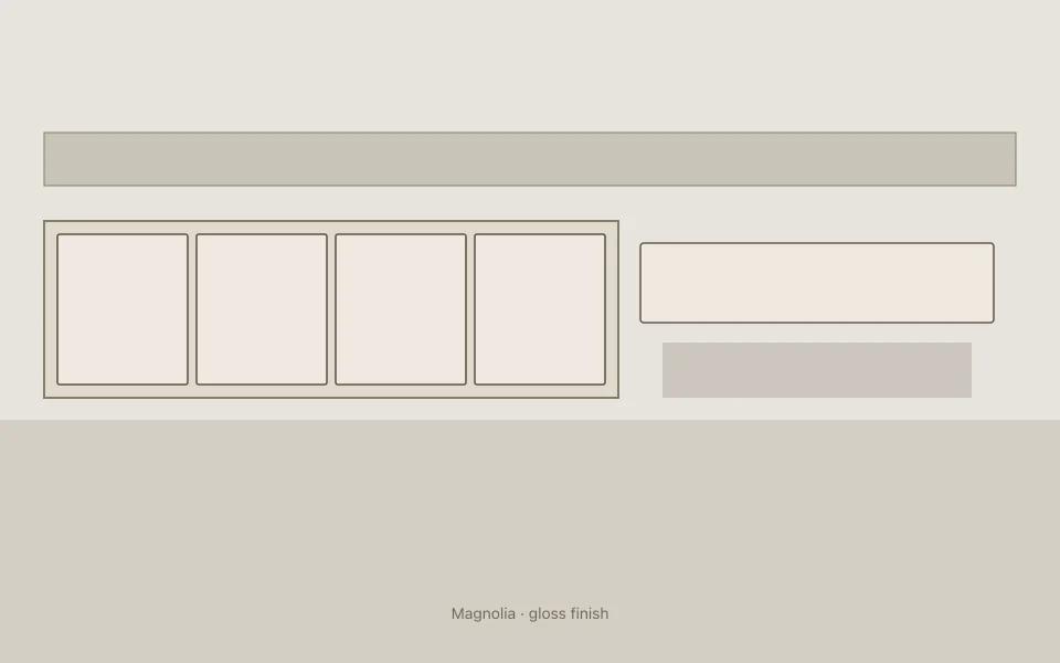 Magnolia on kitchen cabinets