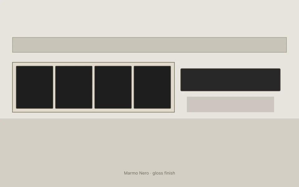 Marmo Nero on kitchen cabinets