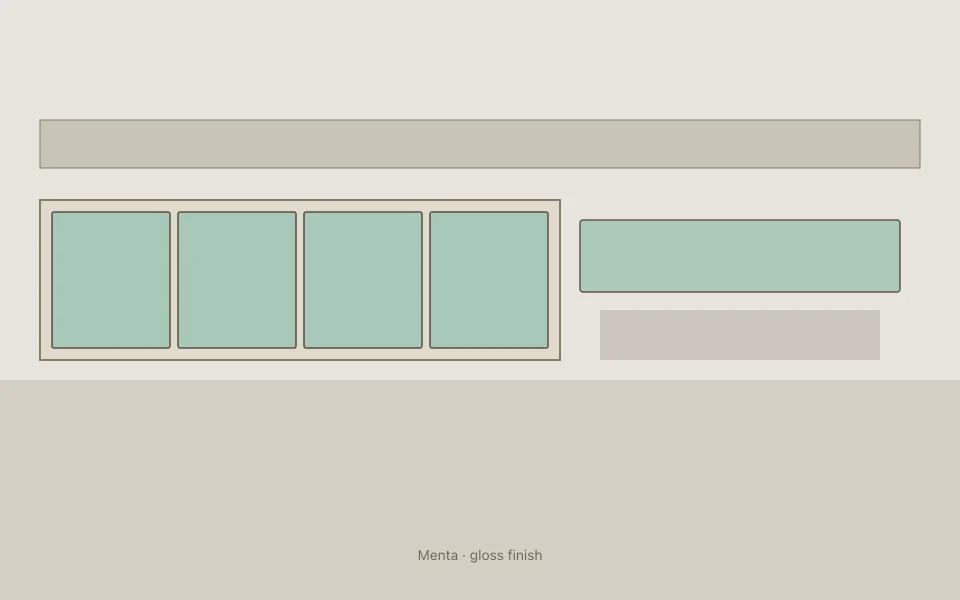 Menta on kitchen cabinets