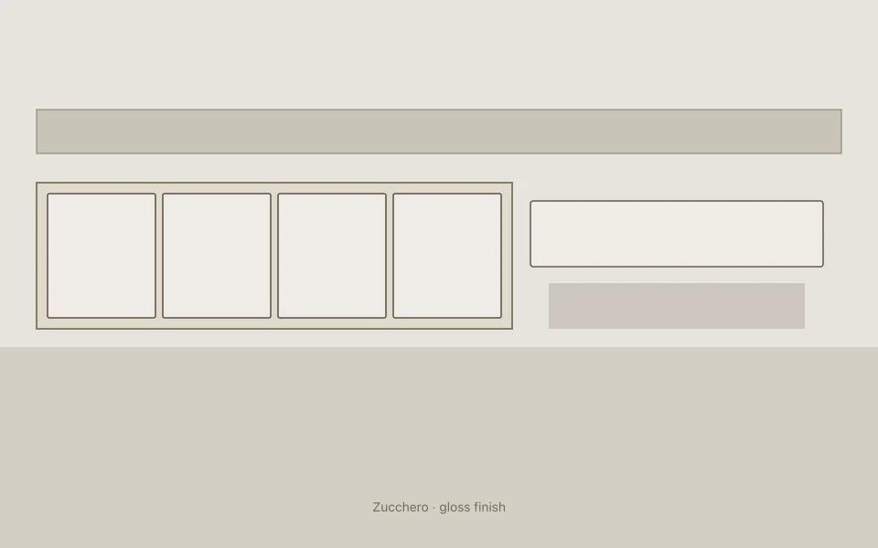 Zucchero on kitchen cabinets