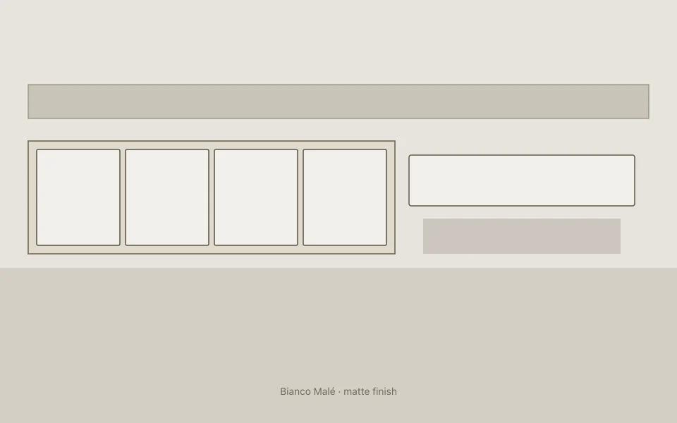 Bianco Malé on kitchen cabinets