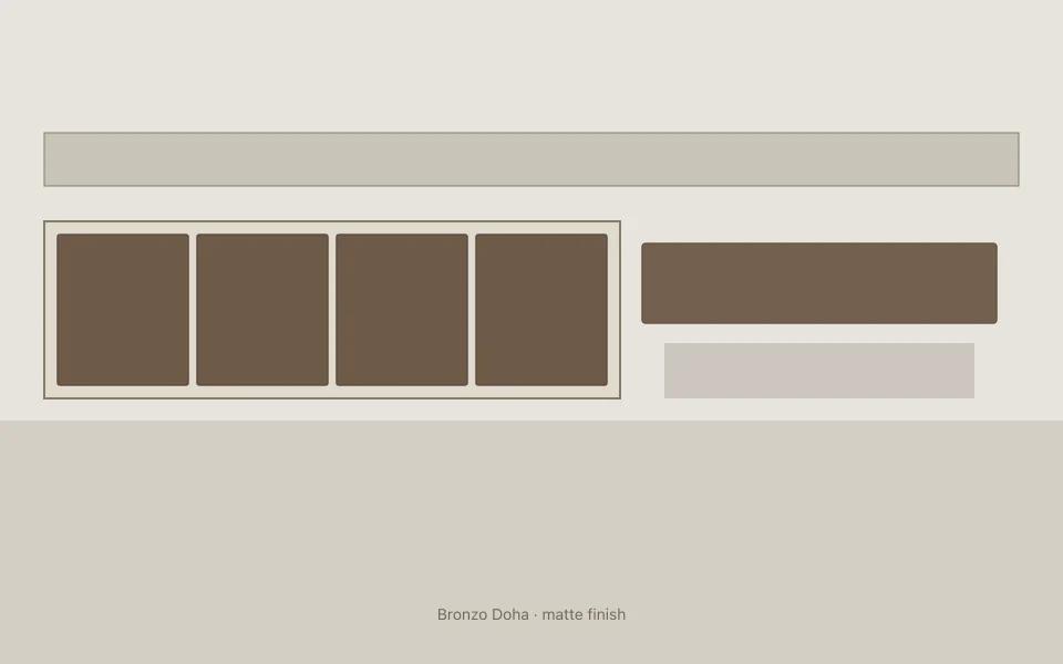 Bronzo Doha on kitchen cabinets