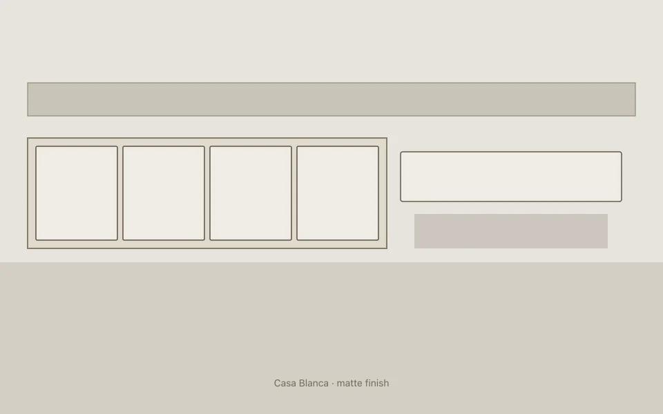 Casa Blanca on kitchen cabinets