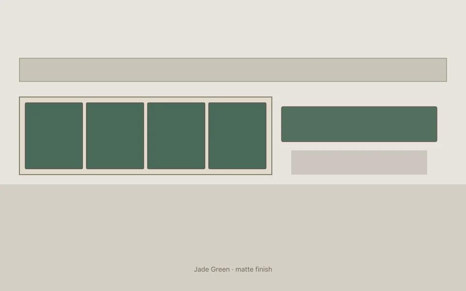 Jade Green on kitchen cabinets