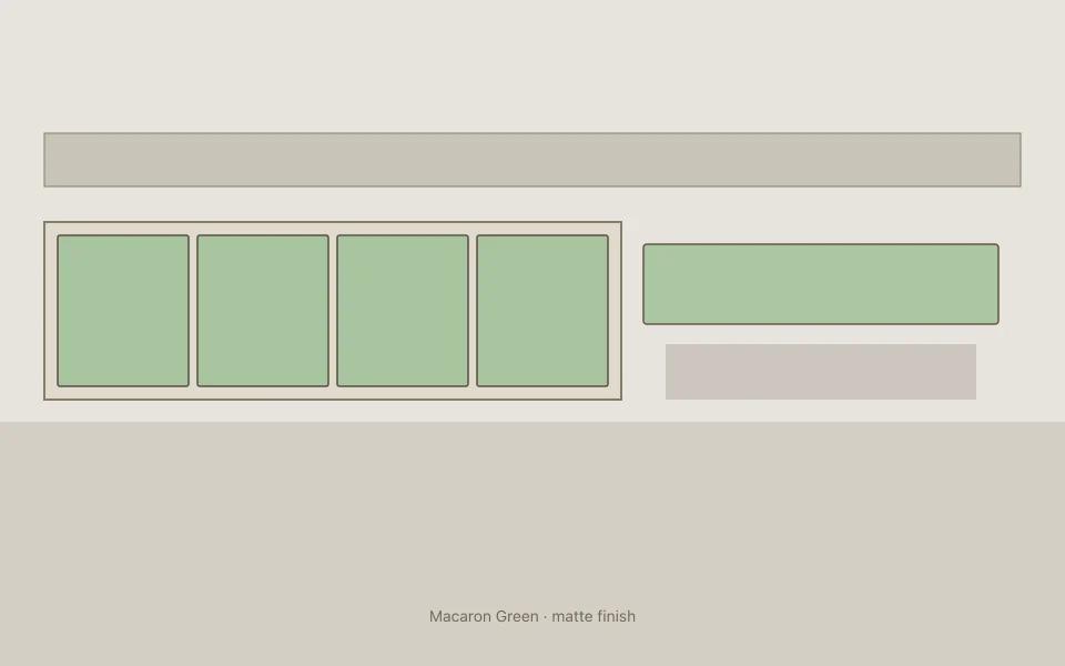 Macaron Green on kitchen cabinets