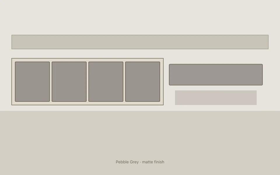 Pebble Grey on kitchen cabinets