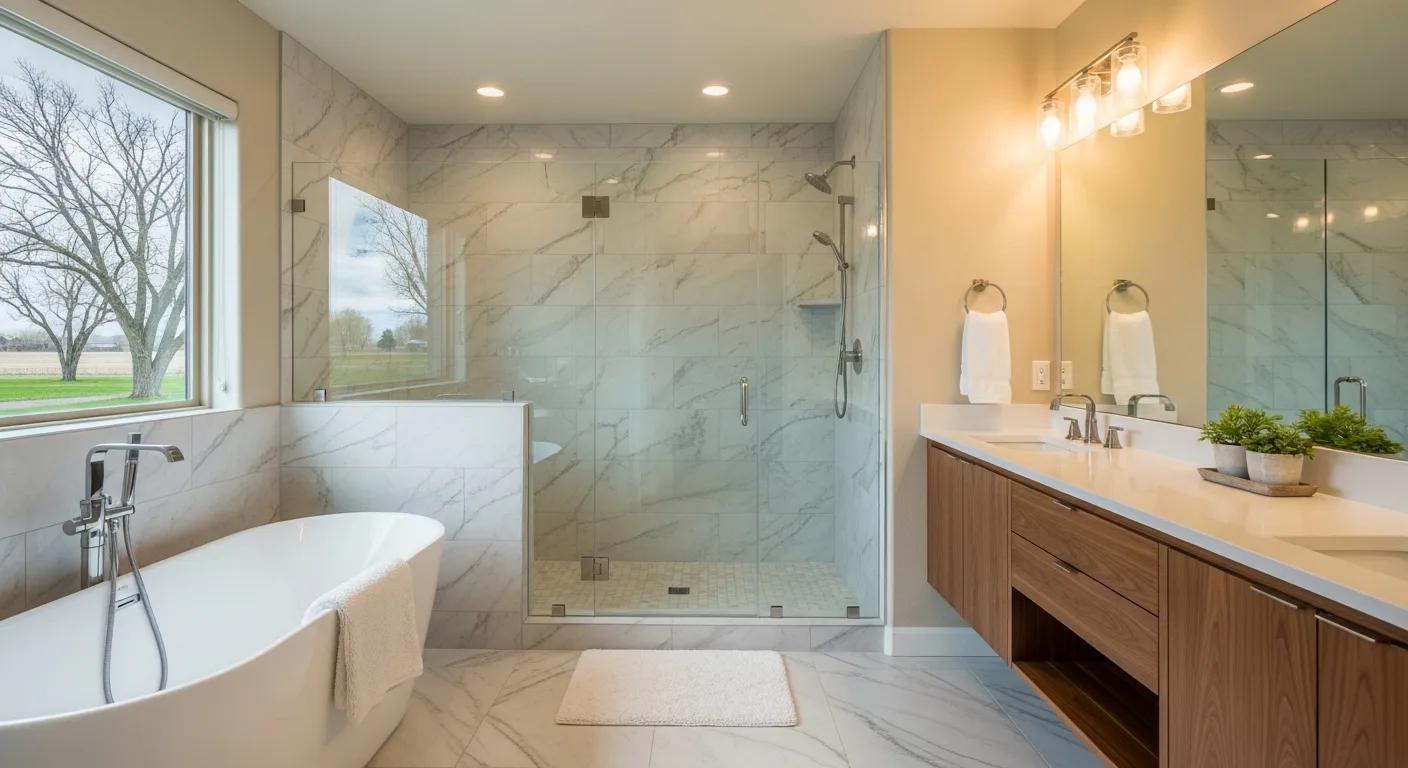Accessible bathroom vanity height and storage in a Nampa bath remodel