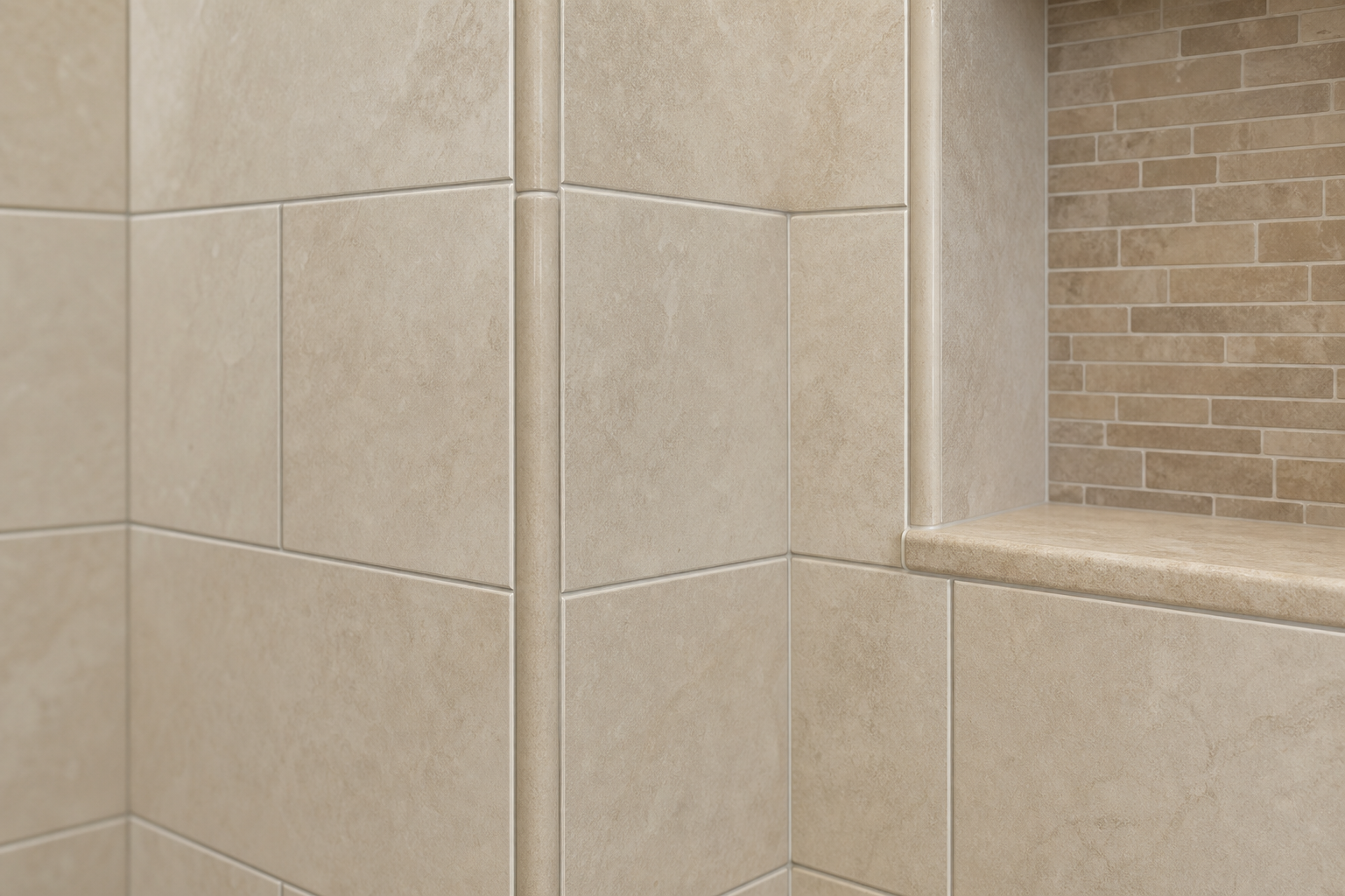Professional remodel craftsmanship detail showing quality tile and trim work