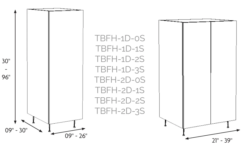 Tall Cabinet, 1 Door front elevation