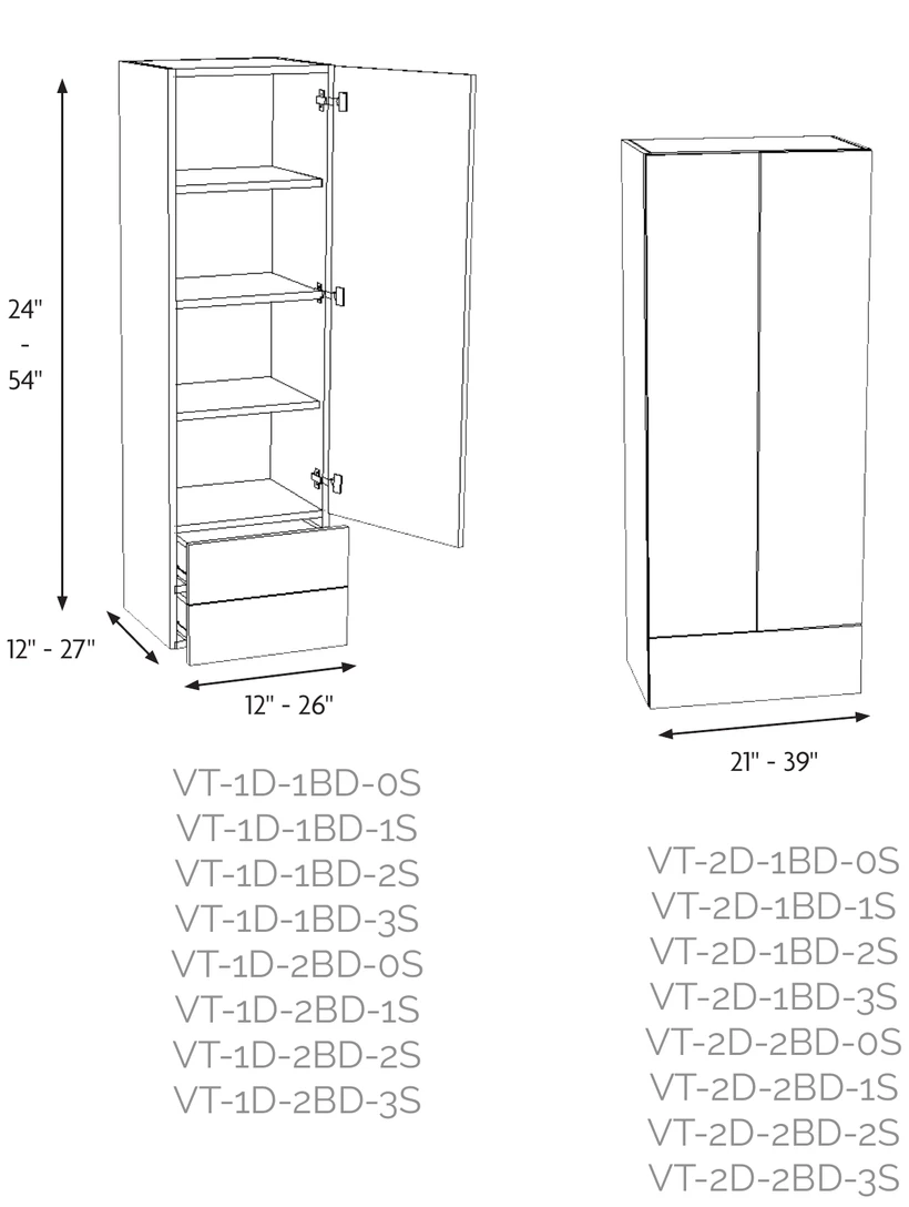 Vanity Cabinet, 1 Door + 1 Drawer front elevation