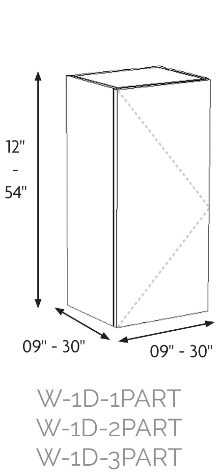 Wall Cabinet, 1 Door front elevation