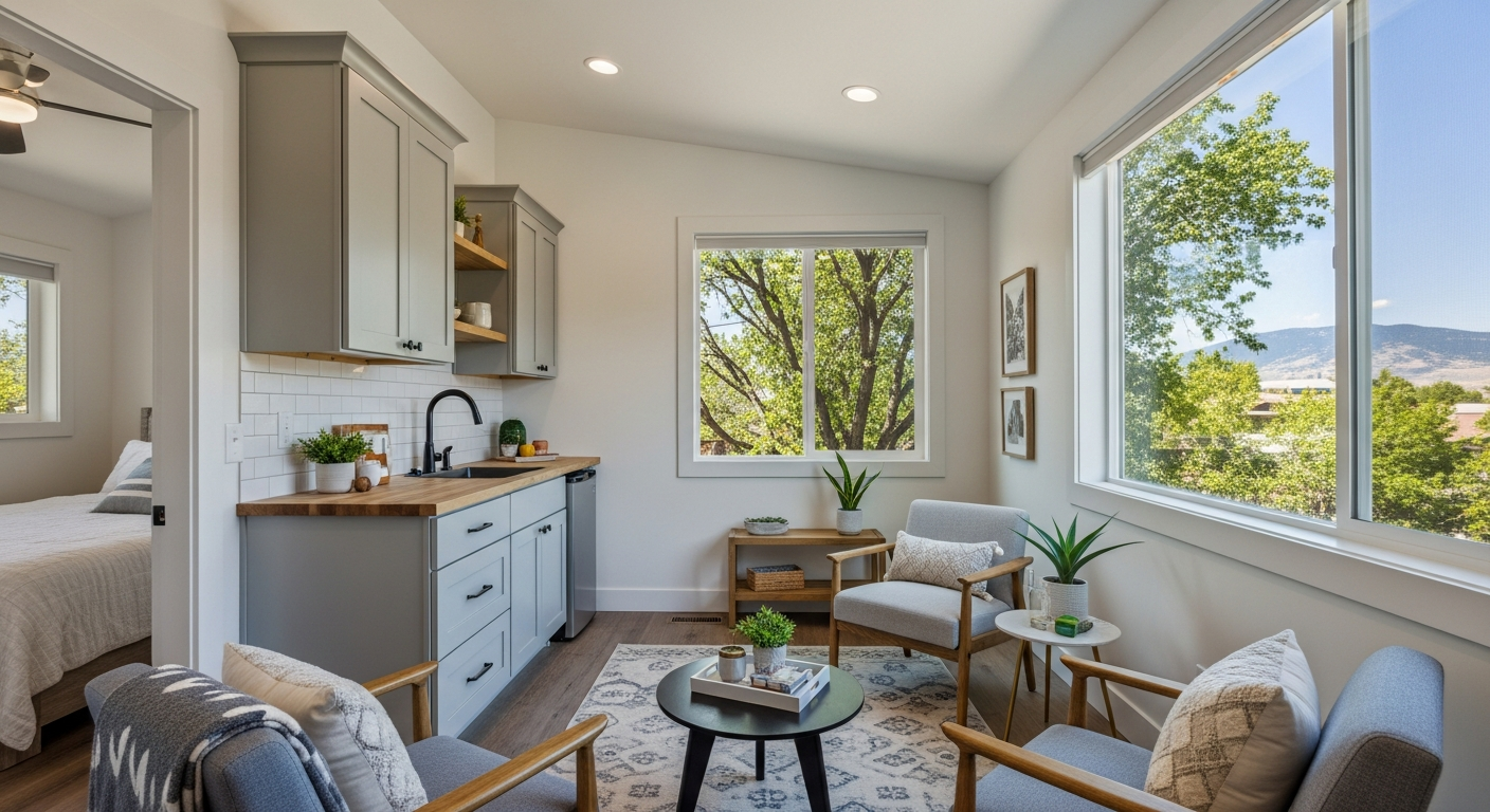 Accessory dwelling unit completed in a Boise backyard with separate entry