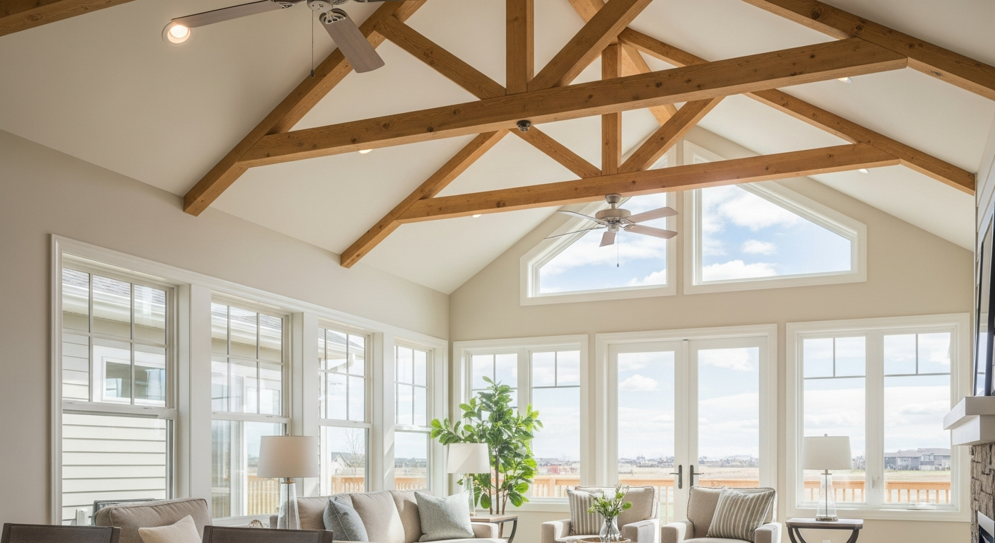 Bedroom addition with matching roofline on a Meridian home